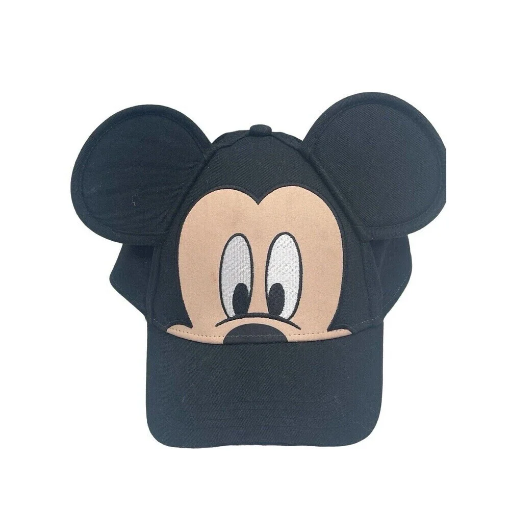 Mickey Mouse Face and Ears Youth Sized Adjustable Hat Black